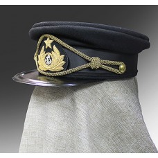 Фуражка офицеров Флота Временного правительства России, обр. 1917 г. с канительной кокардой, желтая.